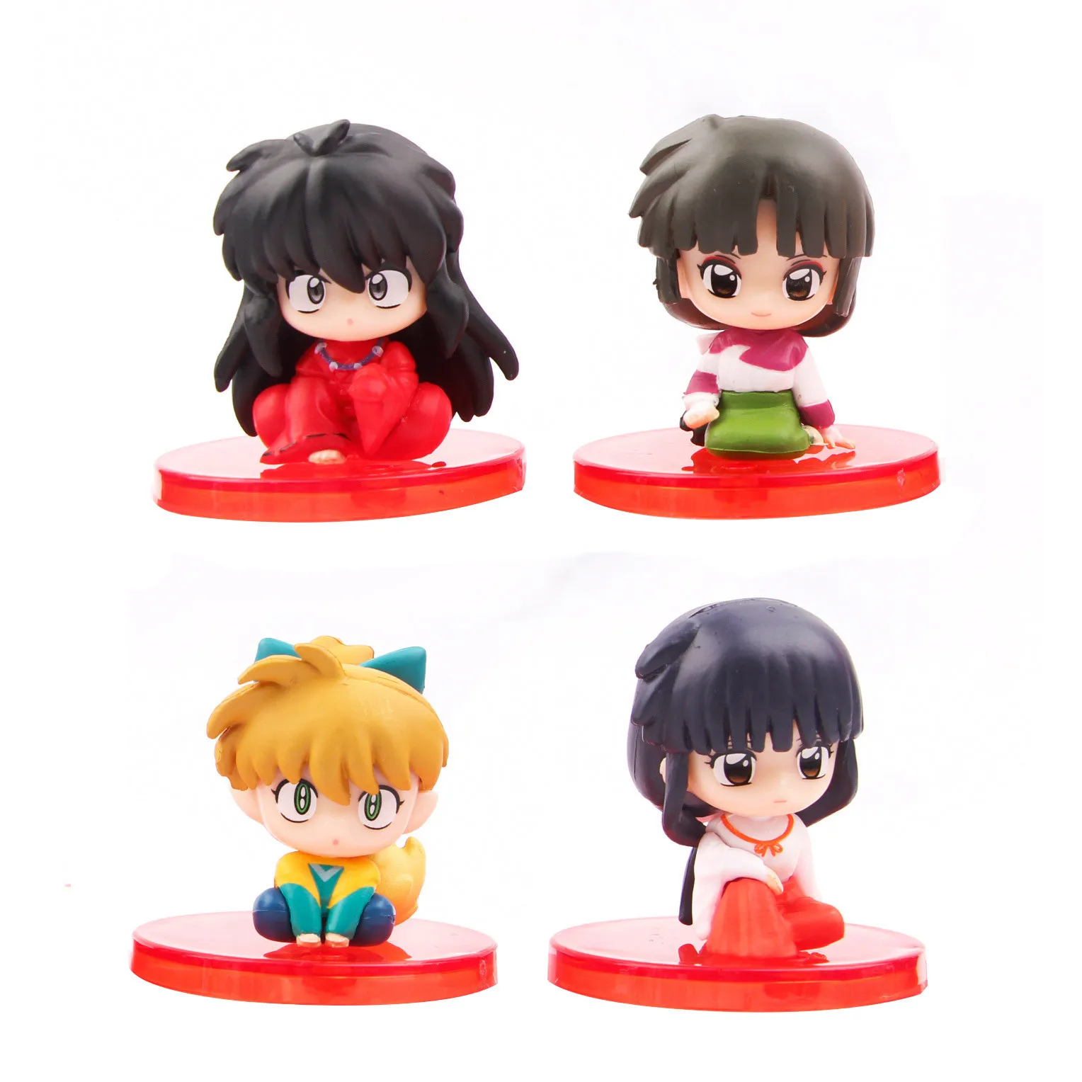 4Pcs/1Set Inuyasha Anime Figure Higurashi Kagome Miroku Sango Action Figure Q Version Toys Pvc Model Doll Gifts for Kids