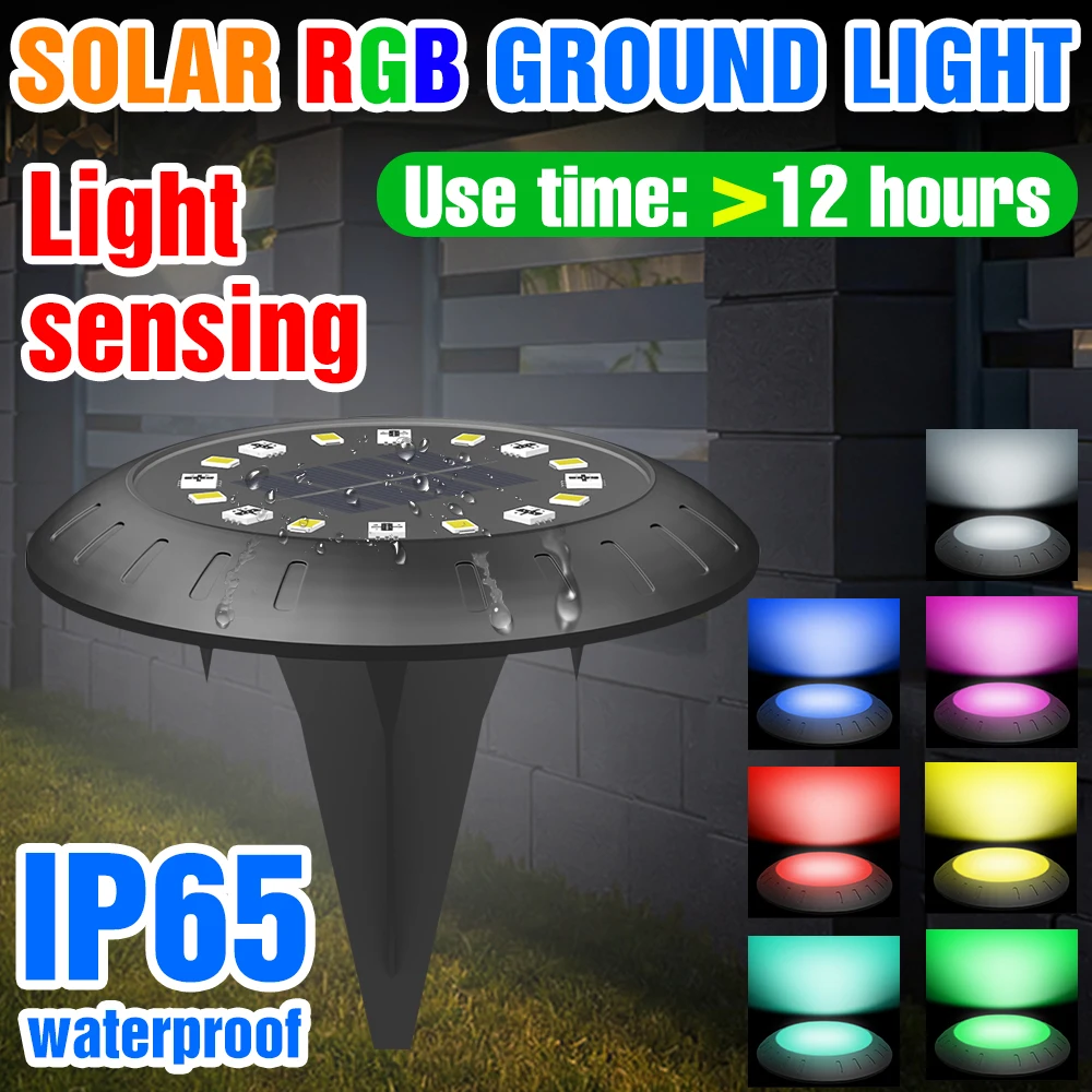 

6PCS Outdoor Solar Light LED Solar Spotlight RGB Ground Lamp Bulb Waterproof Outdoor Garden Decoration Balcony Street Gardening