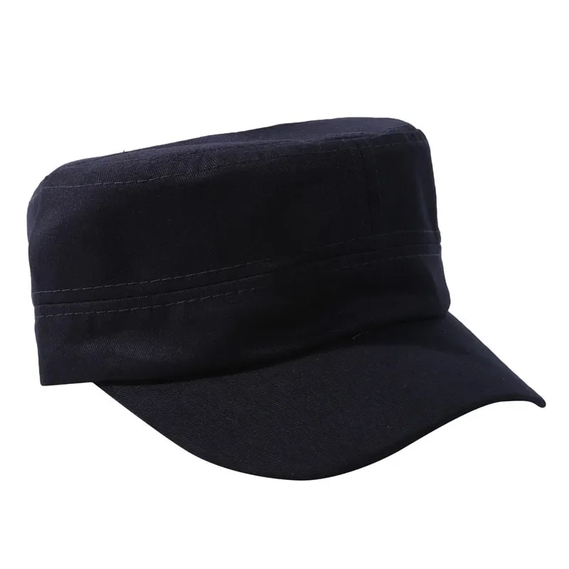Unisex Vintage Einfarbige Flache Militärmütze in Fünf Farben Erhältlich, Atmungsaktive Sommer-Outdoor-Militärmütze, Flache Schlichte Mütze – Detail 40