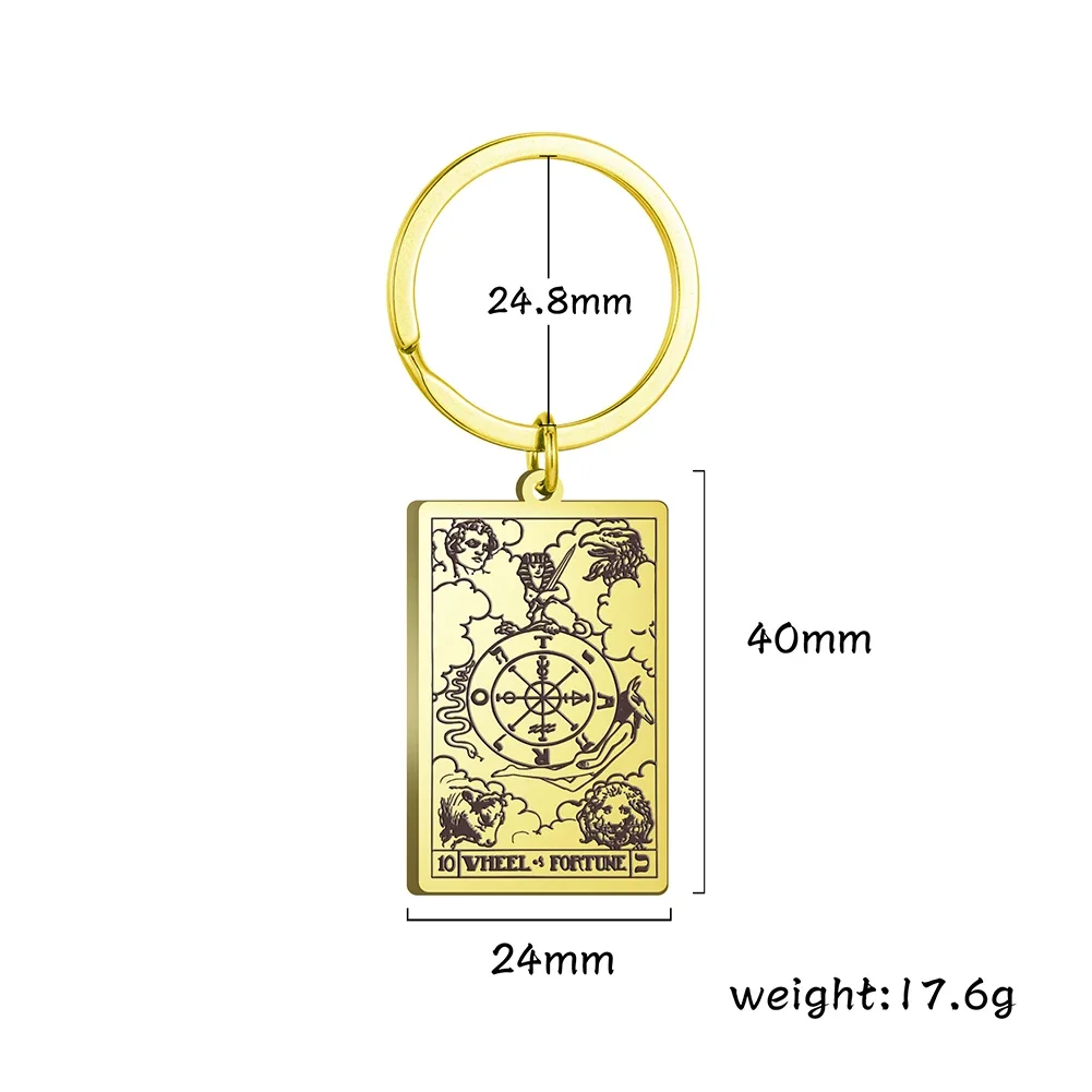 Skyrim The Major Arcana Tarot Keychain for Women Men Stainless Steel Vintage Lucky Tarot Cards Pendant Keyring Gift Wholesale