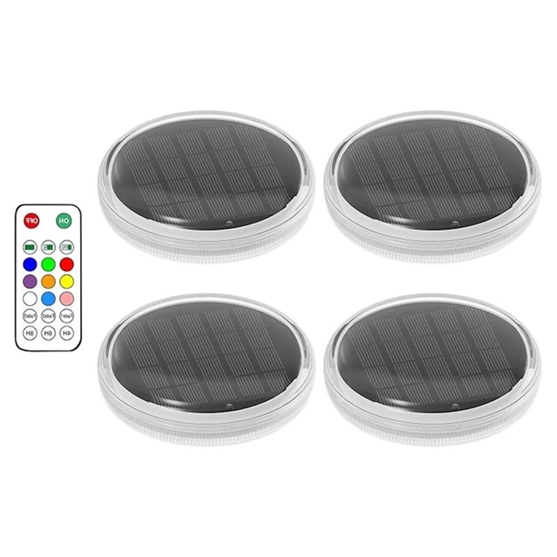 ABVT-Floating Pool Lights(Solar Rechargeable 4-Pack), Pool Lights With Remote Control, 7 Lighting Modes, Timing Function