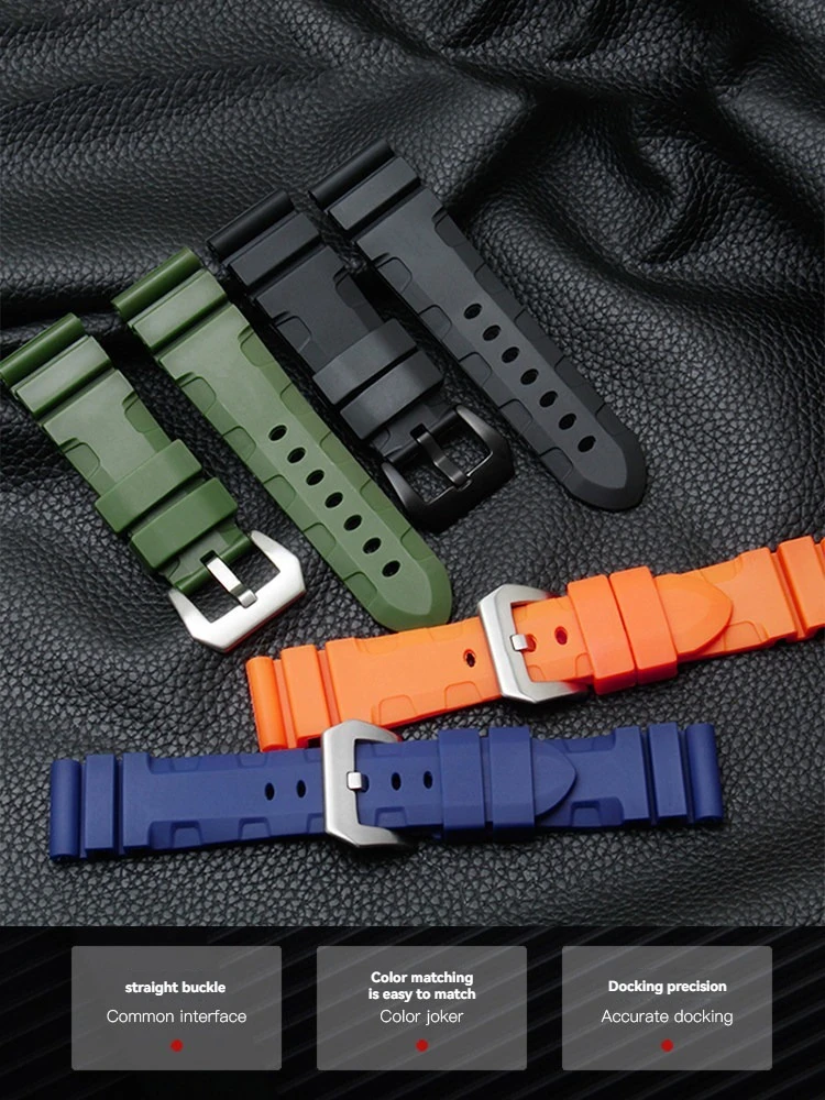 Silicone Watch Strap for Panerai Luminor PAM01 PAM616/PAM441/PAM312 Men's 24mm 26mm Sport Diving Band