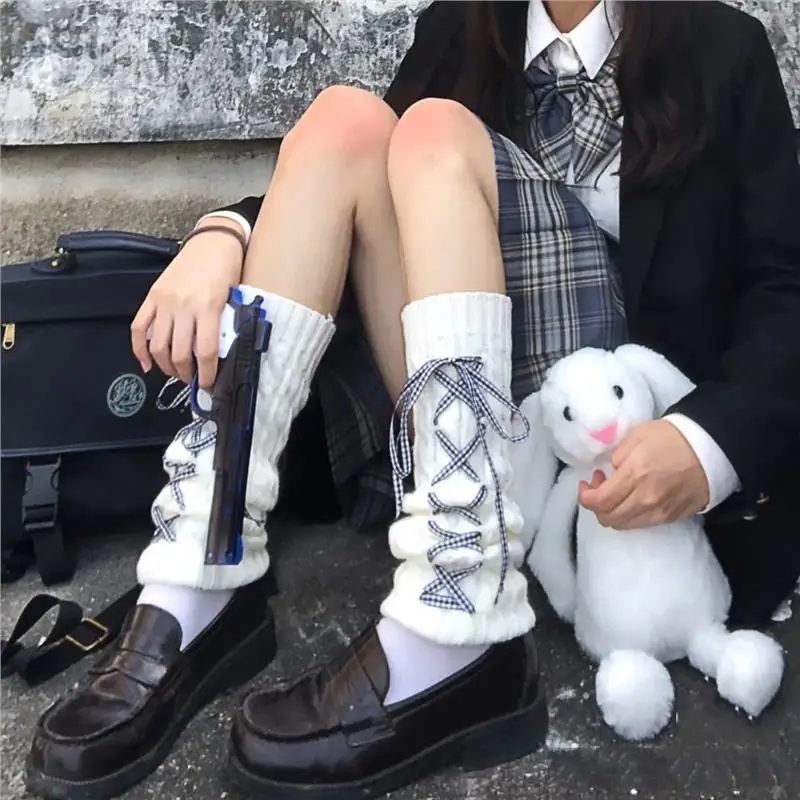 Knee High Socks Japanese Style Sweet Leg Warmers Y2K Warm Stacked Versatile Women's Mid-Calf Foot Covers