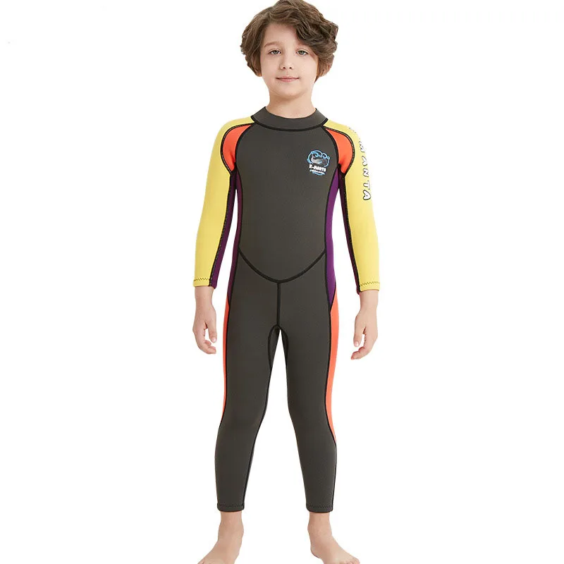 Hot Boys' Swimwear 2.5mm Neoprene Wetsuit For Children Long Sleeve Scratch Proof Surfing Diving Beach Playing Kids Rash Guard