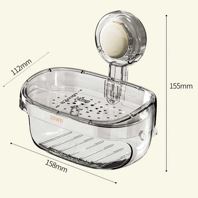 Suction Cup Soap Holder Removable Bathroom Soap Dish With Drain Water Wall Mounted Movable Soap Box Bathroom Accessories