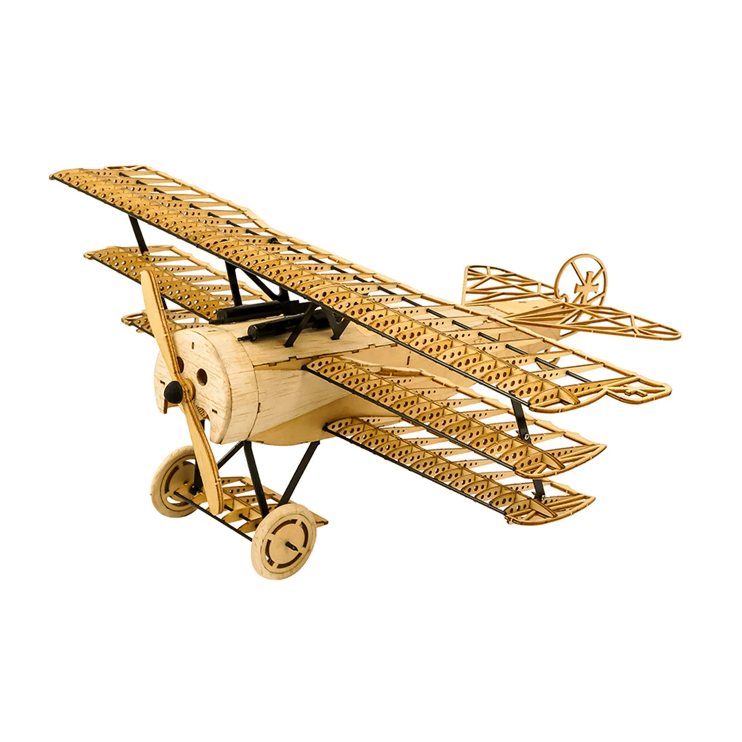 Real Hawk Fokker-DRI Fighter Scale 1:18 Aircraft Wood Solid DIY Assembly Model Set Wood Toys Ornaments Children's Gift