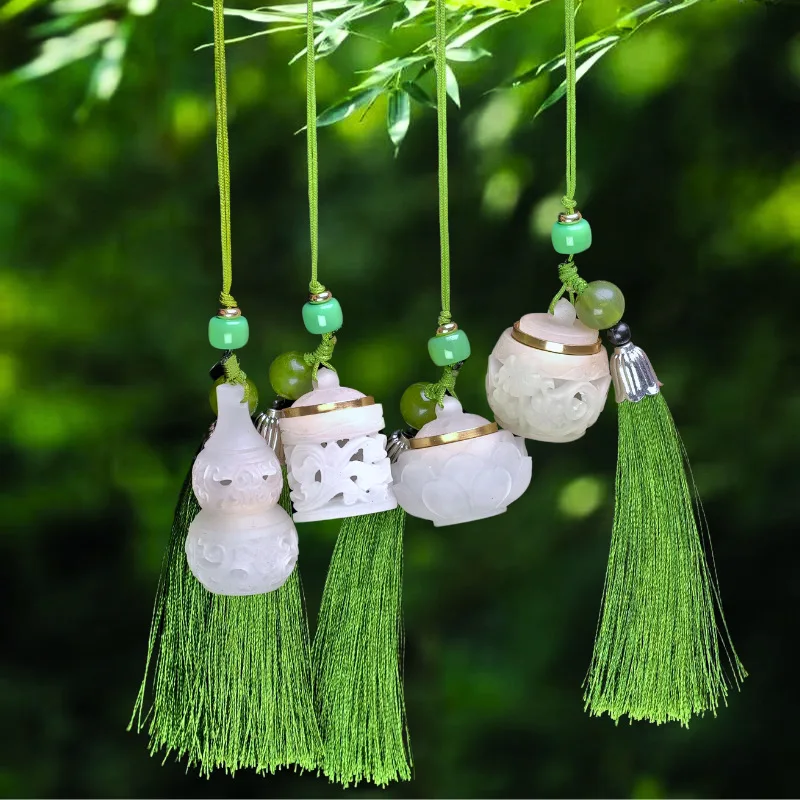 Vintage Chinese Incense Ball Pendant Hollow Carved Aromatherapy Diffuser Necklace Car Charm Phone