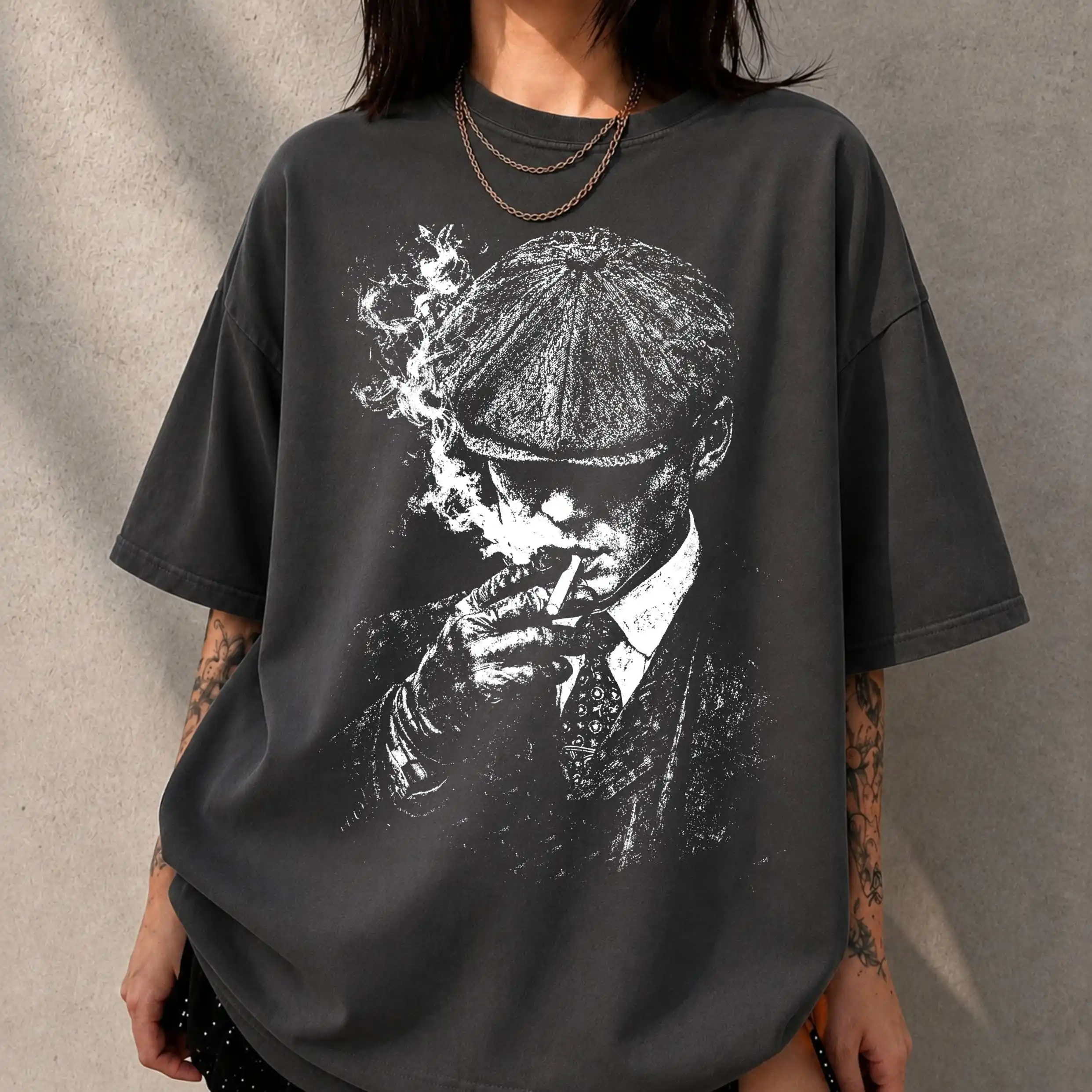 Peaky Blinders Thomas Shelby Shirt, Cillian Murphy Smoking Graphic Tee, Shelby Gangster Flat Cap Shirt