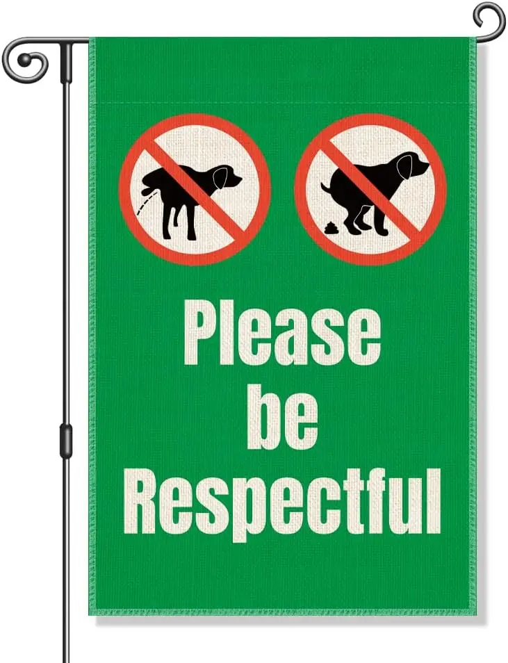 Perfectinsoy Please Be Respectful No Dog Urine Poop Garden Flag, Dogs Warning Banner, No Dog Peeing/Pooping Garden Sign, Hom EEZ