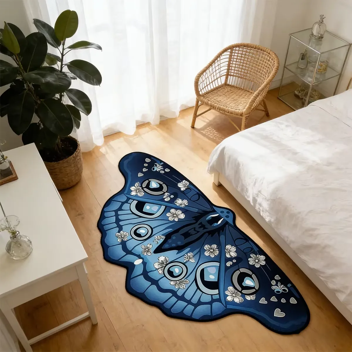 VIKAMA – tapis papillon de forme spéciale, doux et antidérapant, pour chambre à coucher, tapis de sol d'entrée de salle de bain, tapis décoratif pour la maison