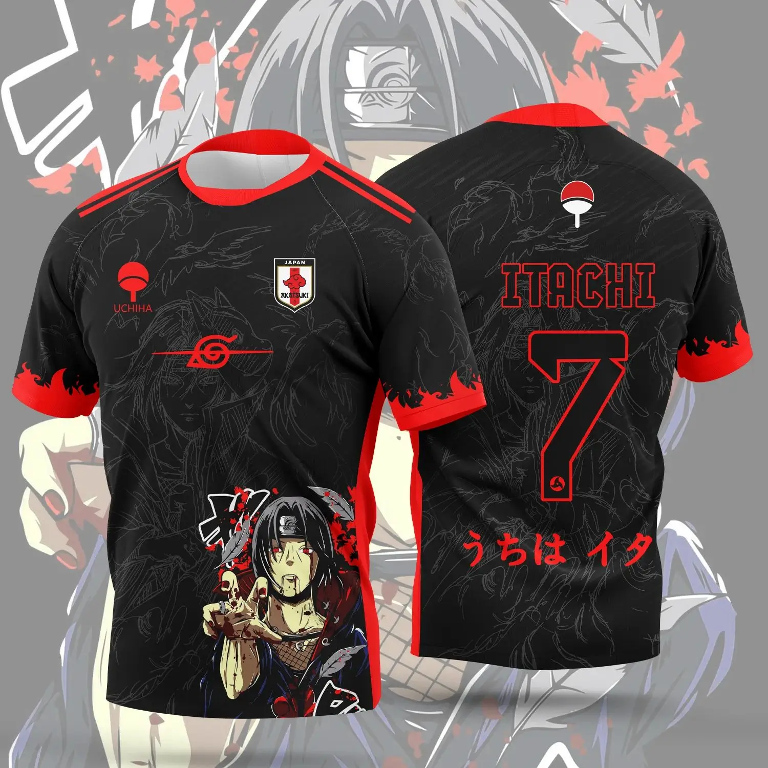 2026 New Anime Naruto Uchiha Itachi Jersey Manga Style Men's and Women's Summer Casual 3D Printed T-Shirt