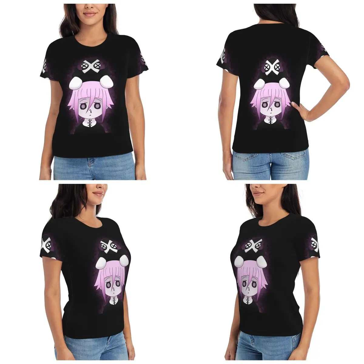 Crona And Ragnarok Soul Eater T-Shirt Women Short Sleeve T Shirts Round Neck Clothing Cotton Summer Tees Streetwear