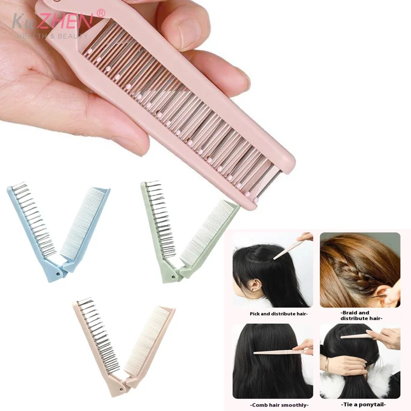 1PC Dual Function Foldable Travel Comb Anti-Static Curly Hair Tool Soft Teeth Detangling Portable For Girl Hair Styling Supplies