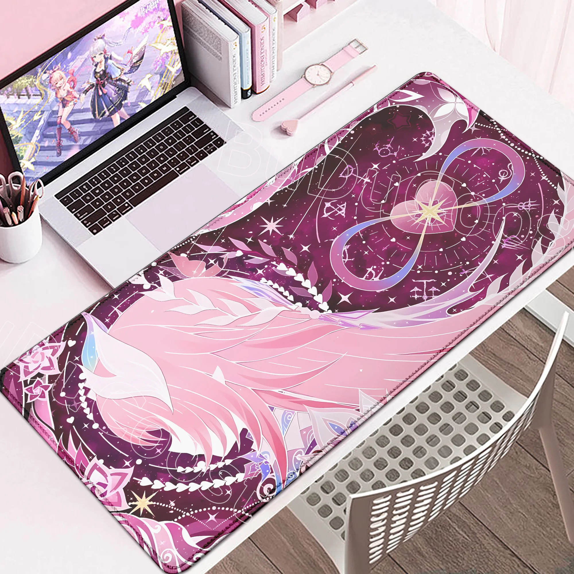 Podkładka pod mysz Honkai Star Rail Cyrene Love Pink Anime Girl Mata na biurko z nadrukiem HD Podkładki pod klawiaturę Podkładka pod mysz Komputerowa 900x400mm Akcesoria — zdjęcie produktu 3