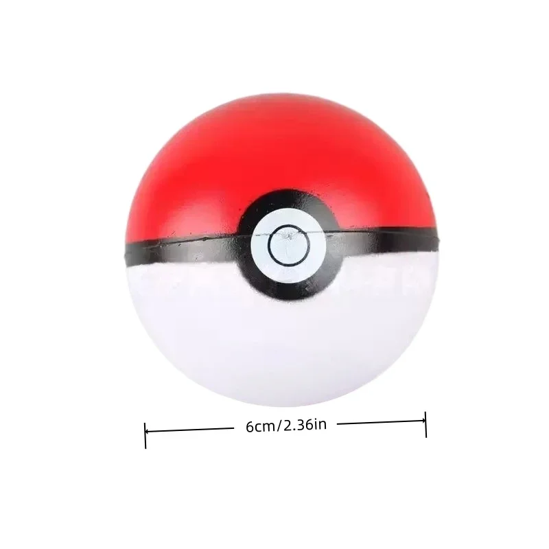 6cm Pokémon Poké Ball Stressball, lustiges Haustierspielzeug, quetschbarer Hunde-Fitnessball, Spielball für Katzen und Hunde, runder Ballspielzeug