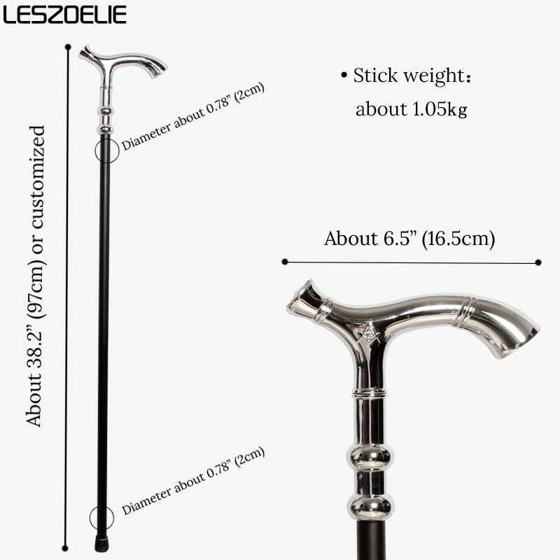 Tongkat Masonik Retro Elegan Warna Perak Cerah dengan Dekorasi Matahari dan Bulan yang Misterius Tongkat Freemasonry Dekoratif Mewah untuk Wanita