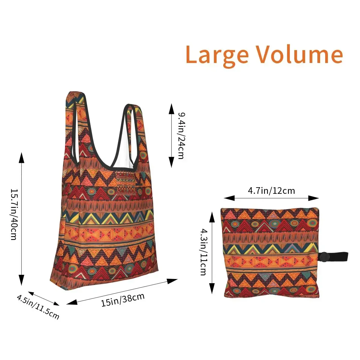 Tribal Ethnic (earth Colors) Shopping Bag Portable Tote Bags Reusable Shoulder Shopper Bag Grocery Handbag