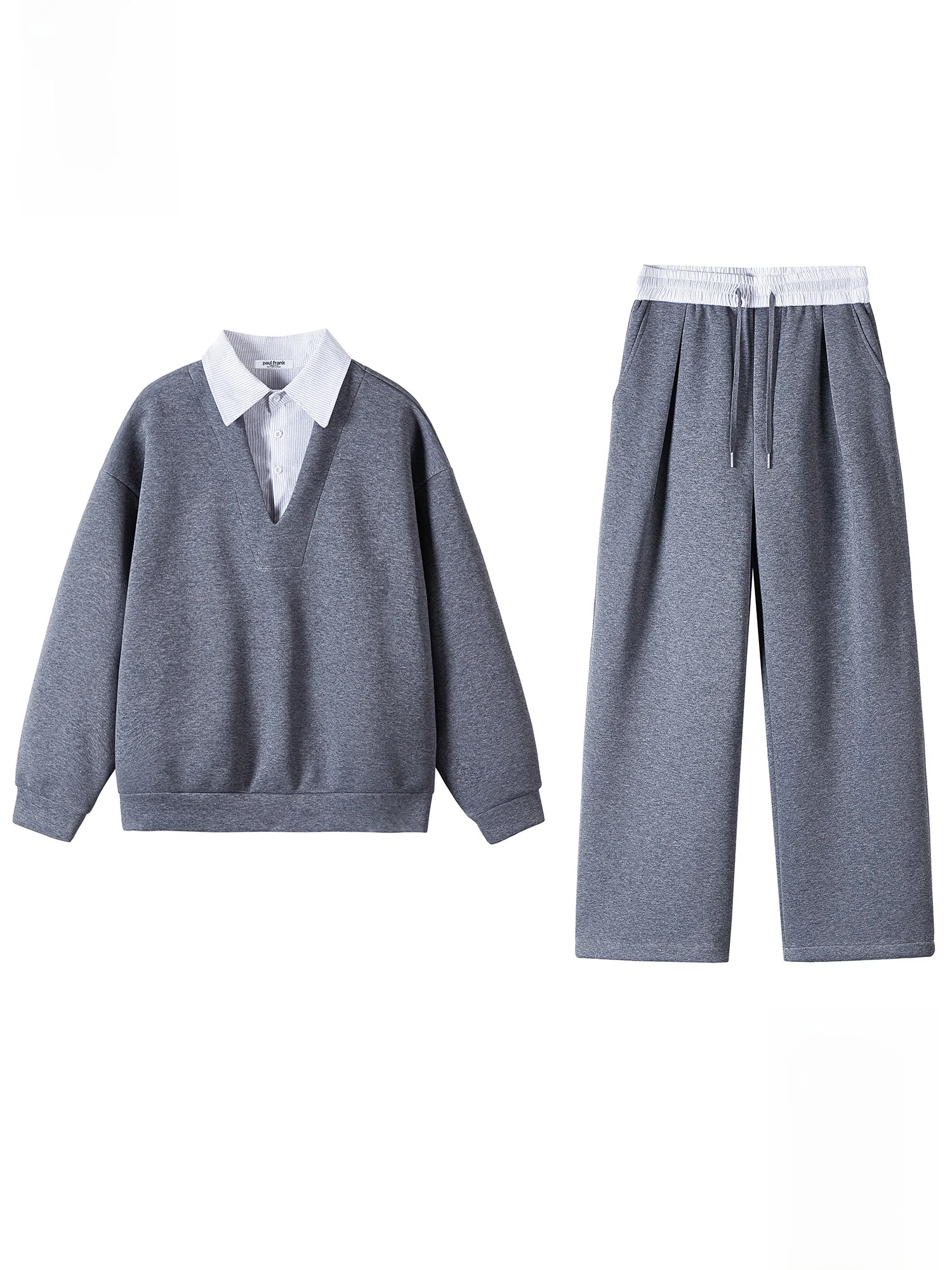 

Костюм Paul Frank: весенний повседневный комплект из свитшота с воротником и брюк, мужской комплект из двух предметов, с длинным рукавом, из смесового хлопка и полиэстера