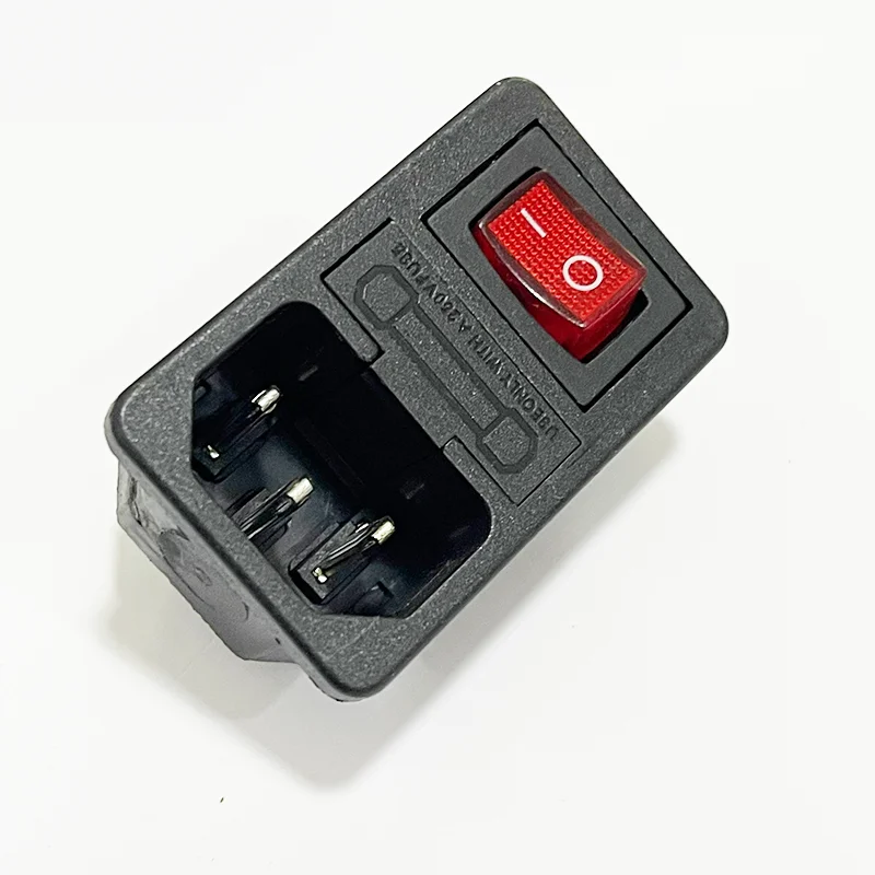 Red Rocker Switch Inlet Power Socket Fuse Switch Connector Plug Connector 250V 10A