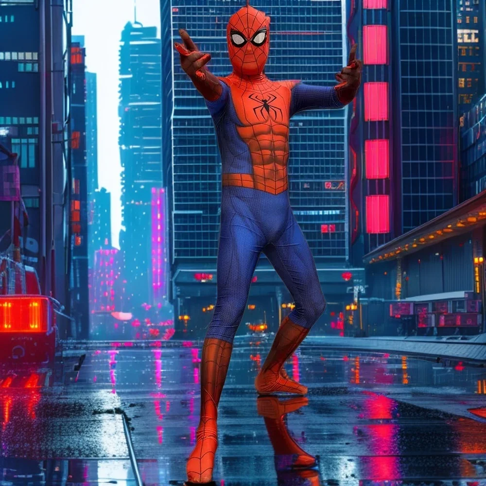 Disfraz de Cosplay de Hombre Araña del Futuro para Halloween, Traje Zentai Completo para Hombre Adulto, Mono para Fiesta-1