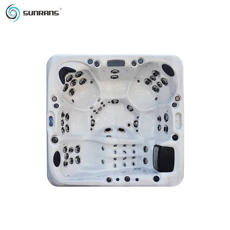 Sunrans Acrylic Spa Tubs 64pcs Powerful Jets Hot Tub Jacuzzier Outdoor Spa with 5 Seats and 1 Lounge