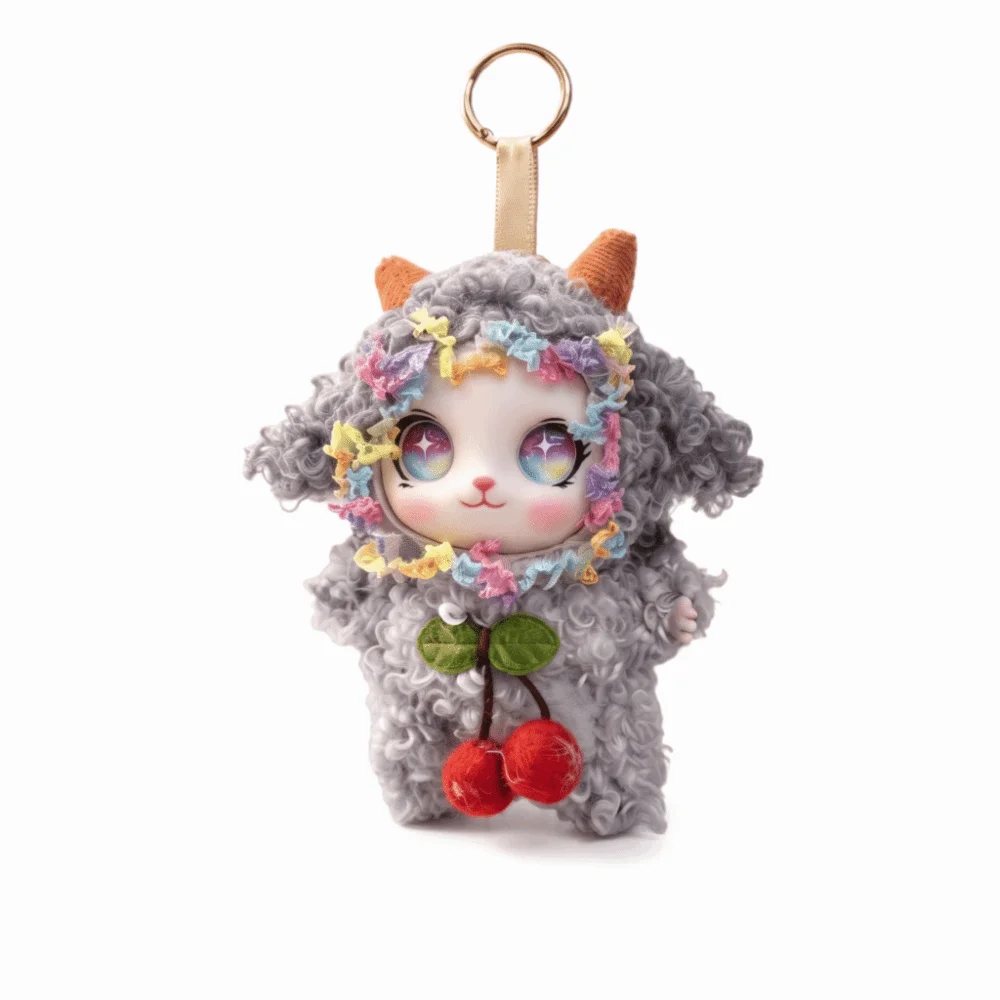 Curly Hair Big Ear Curly Hair Rabbit Big Ear Vinyl Rabbit Keychain Cute Miniature Figure Rabbit Keyring Desktop Decor