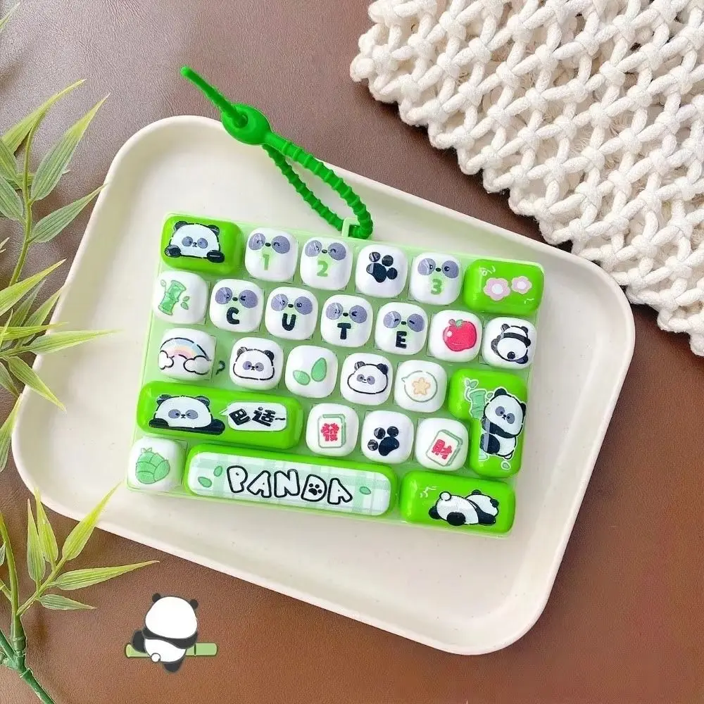 26-Key Decompression Button Panda Print Cute Design Mini Keyboard Pendant Transparent Dual-Tone Simulation Keyboard