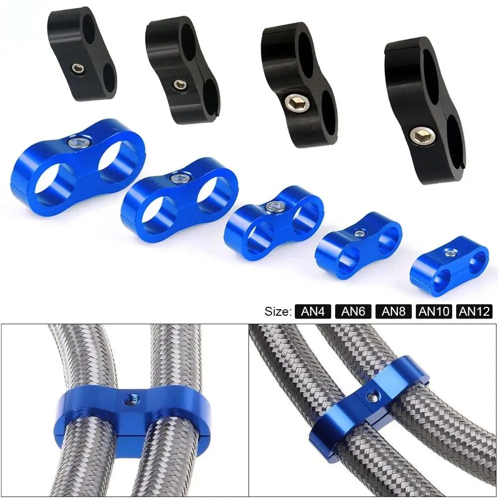 Clamp AN4 AN6 AN8 Aluminum Anodized Line Separator Double Hole Line Clamp Braided Rubber Hose Line Clamp Hose Line Clamp