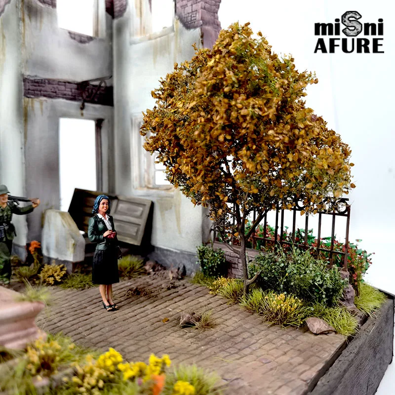 Modelo de árvores em miniatura, cena militar, planta, brinquedos, trem ferroviário, layout, modelo diy, materiais de fabricação, decoração de jardim para diorama