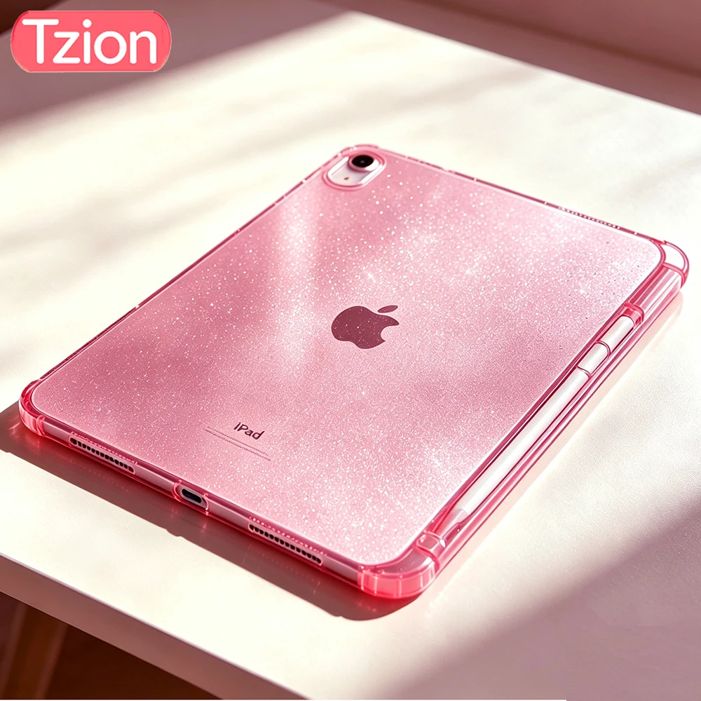 Glitter Case for iPad 10.9 11 10th 11th Generation 2022 2025 Soft Silicone Shell Shimmering Glittering Case With Pencil Holder