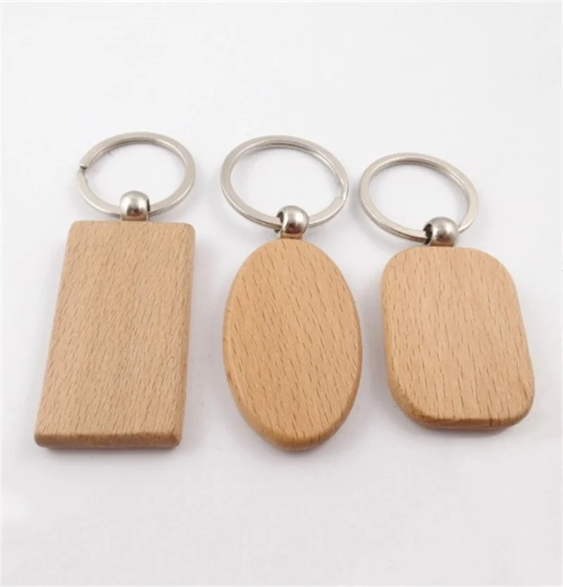 5Pcs Wooden Keychain Record Closure Rectangular Rectangle Engraving Blanks Key Ring Parts For DIY Best Gift Craft Ornaments