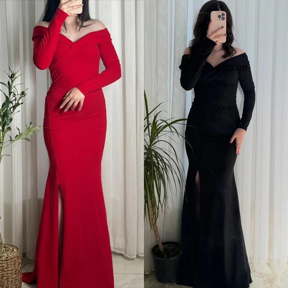 

Customized Pastrol Simple Jersey Pleat Ruched Mermaid High Collar Long Dresses Bespoke Occasion Dresses Sizes Available Fashion