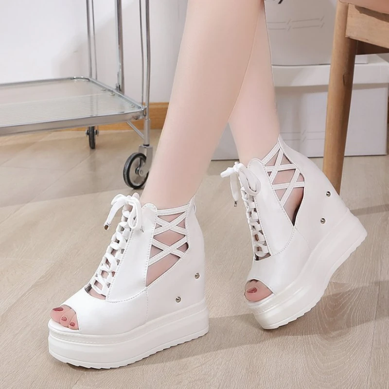 Hidden Heel Sandals for Women Summer Wedges Shoes Fashion Designer Peep Toe Party Platform Sandals Woman Thick Bottom Footwear