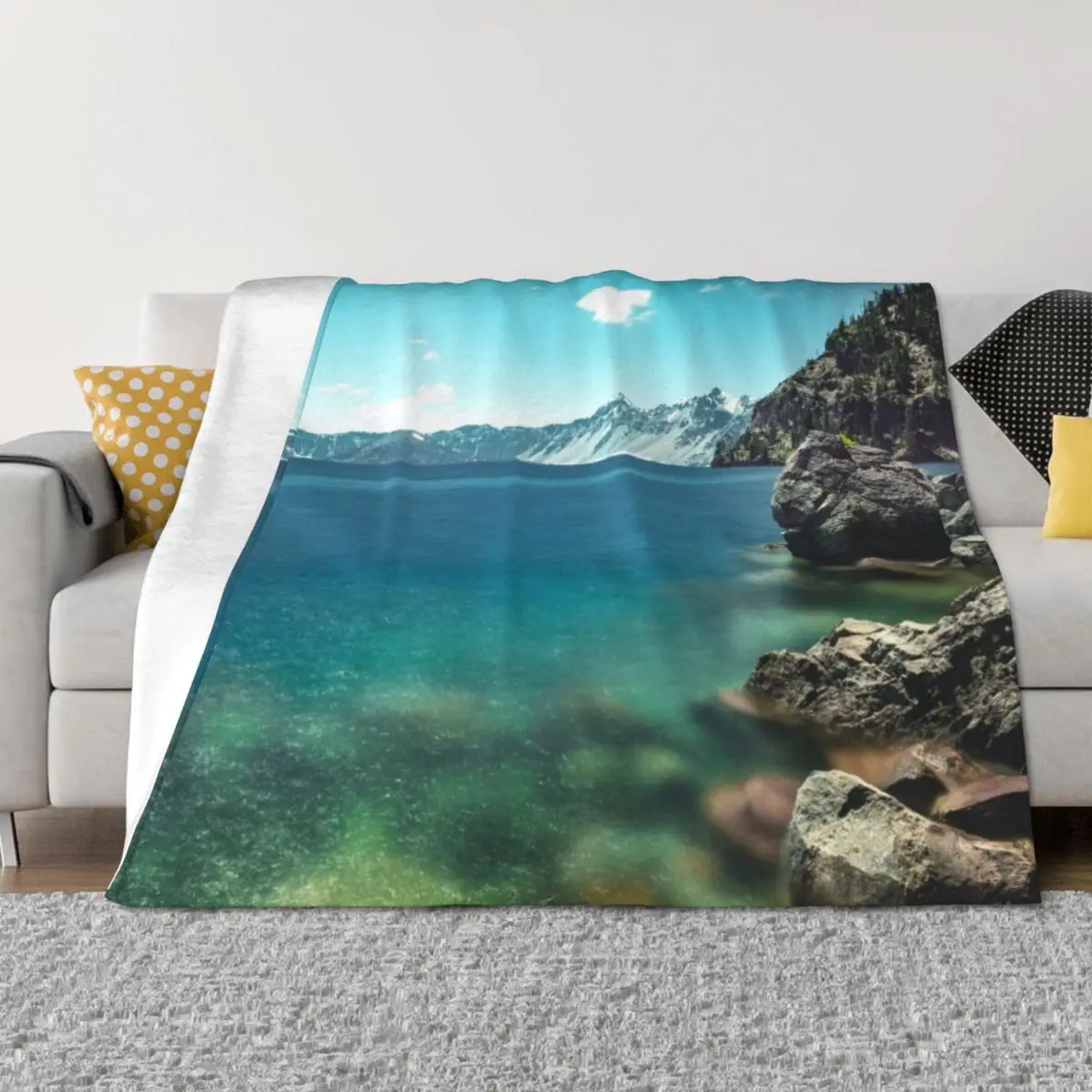 

Crater Lake National Park - Flat Water Throw Blanket Furrys Hairys Beautifuls Giant Sofa Blankets