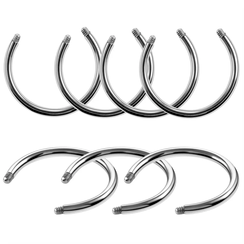 50Pcs G23 Titanium Curved&Circular&Straight Barbell Part Screw Thread Head 16g 14g For Lip Eyebrow Nose Earring Piercing Jewelry