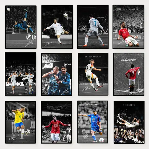 Modern Soccer Sport Player Portrait Poster Print Football Play Picture Canvas Painting Wall Art for Living Room Home Decor Mural