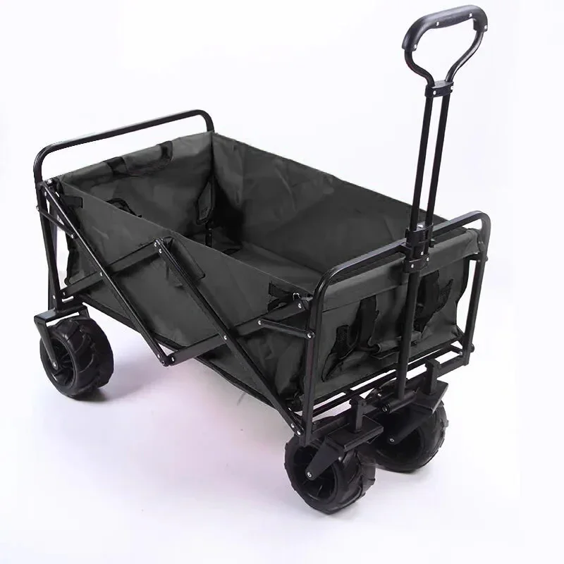 Heavy Duty Pu Wheels Outdoor Collapsible Wagon Utility Folding  All Terrain Beach Trolley Camping Cart