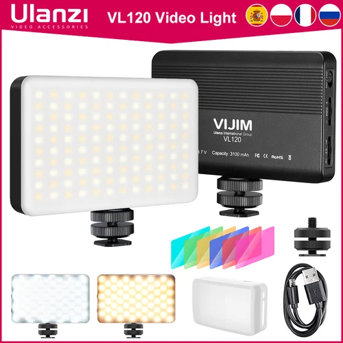 Luz de vídeo LED Ulanzi Vijim VL120 3200K-6500K con Softbox y filtros de color RGB para iluminación de videoconferencia Luz de relleno