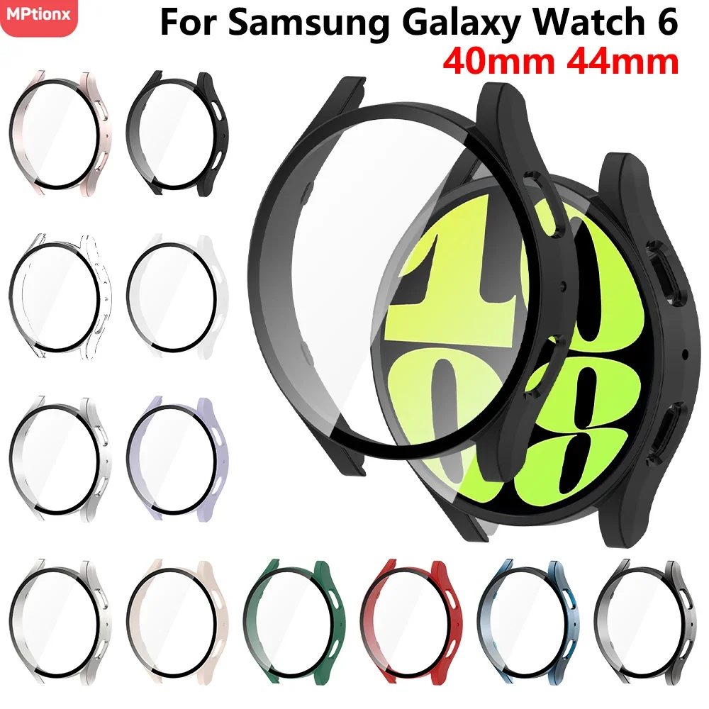 

Glass+PC Case for Samsung Galaxy Watch 6 40mm 44mm Screen Protector Cover All-Around Bumper Shell for Galaxy Watch 6 Accessories