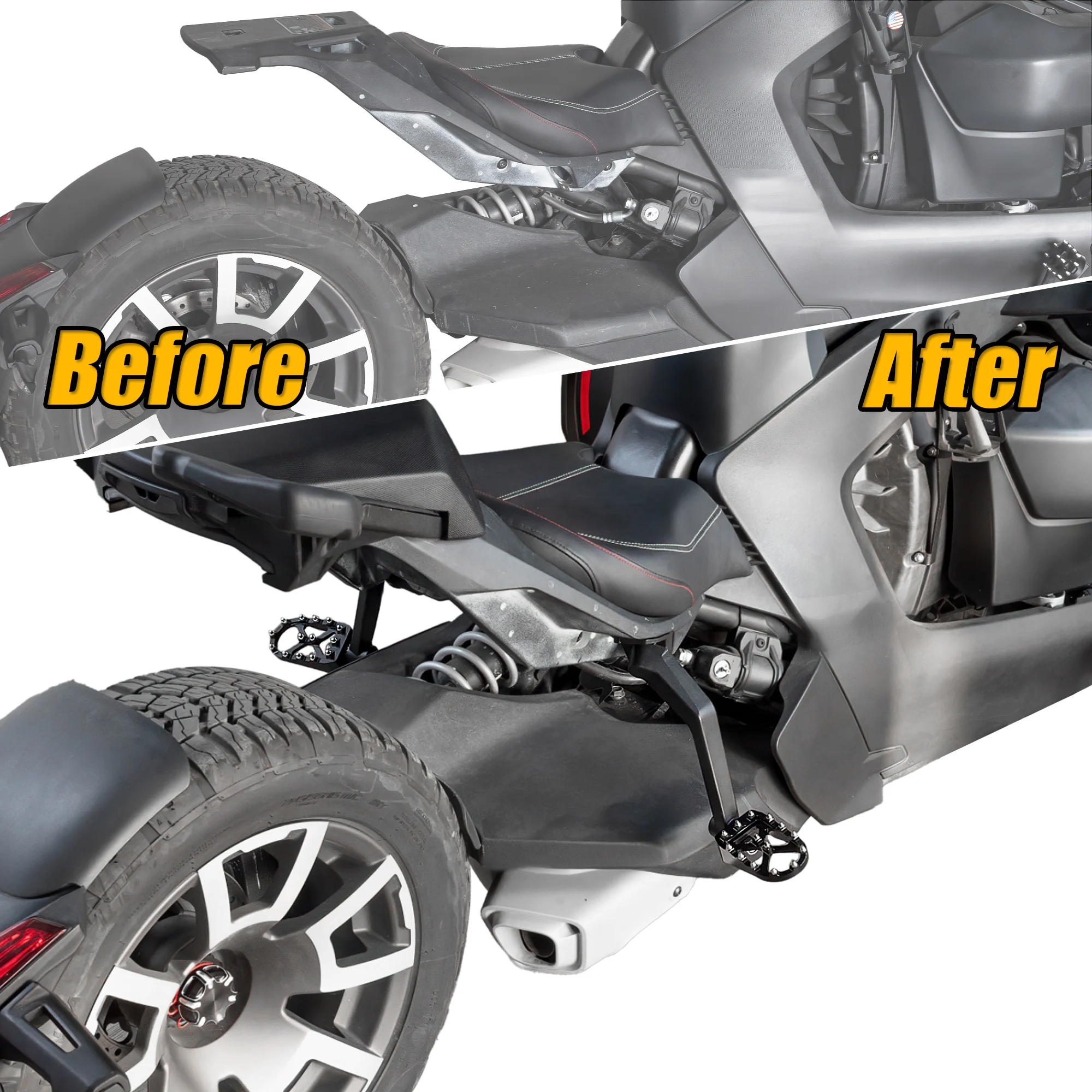 

Screw-Mount Aluminum Passenger Footpeg Floorboards – Compatible with Can-Am Ryker 600 / 900 / Sport / Rally Edition / MAX – Moto