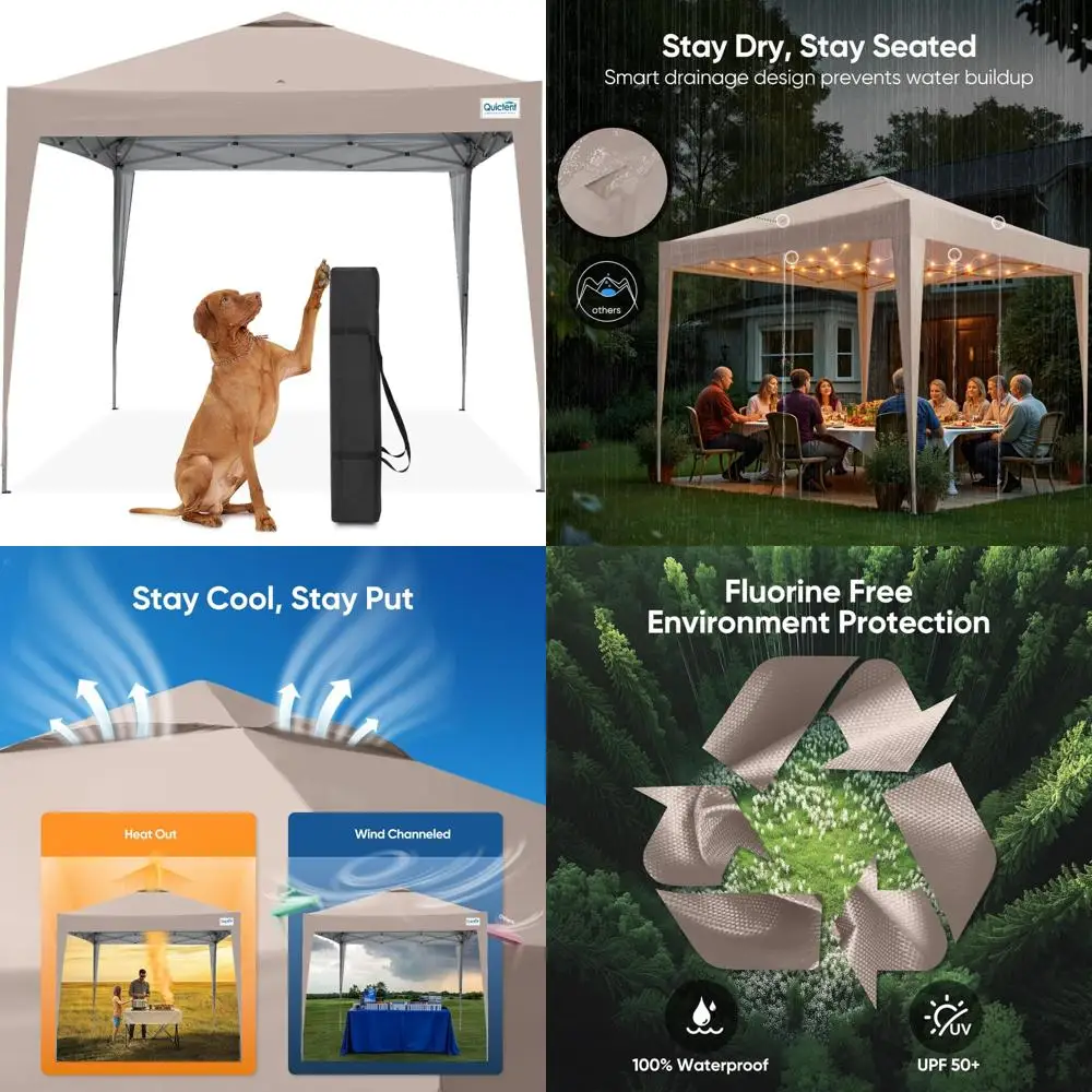 

Портативная палатка с навесом для мгновенной установки, 10x10 футов, водонепроницаемая и с защитой от ультрафиолета, идеально подходит для 1 человека, компактная и легкая, подходит