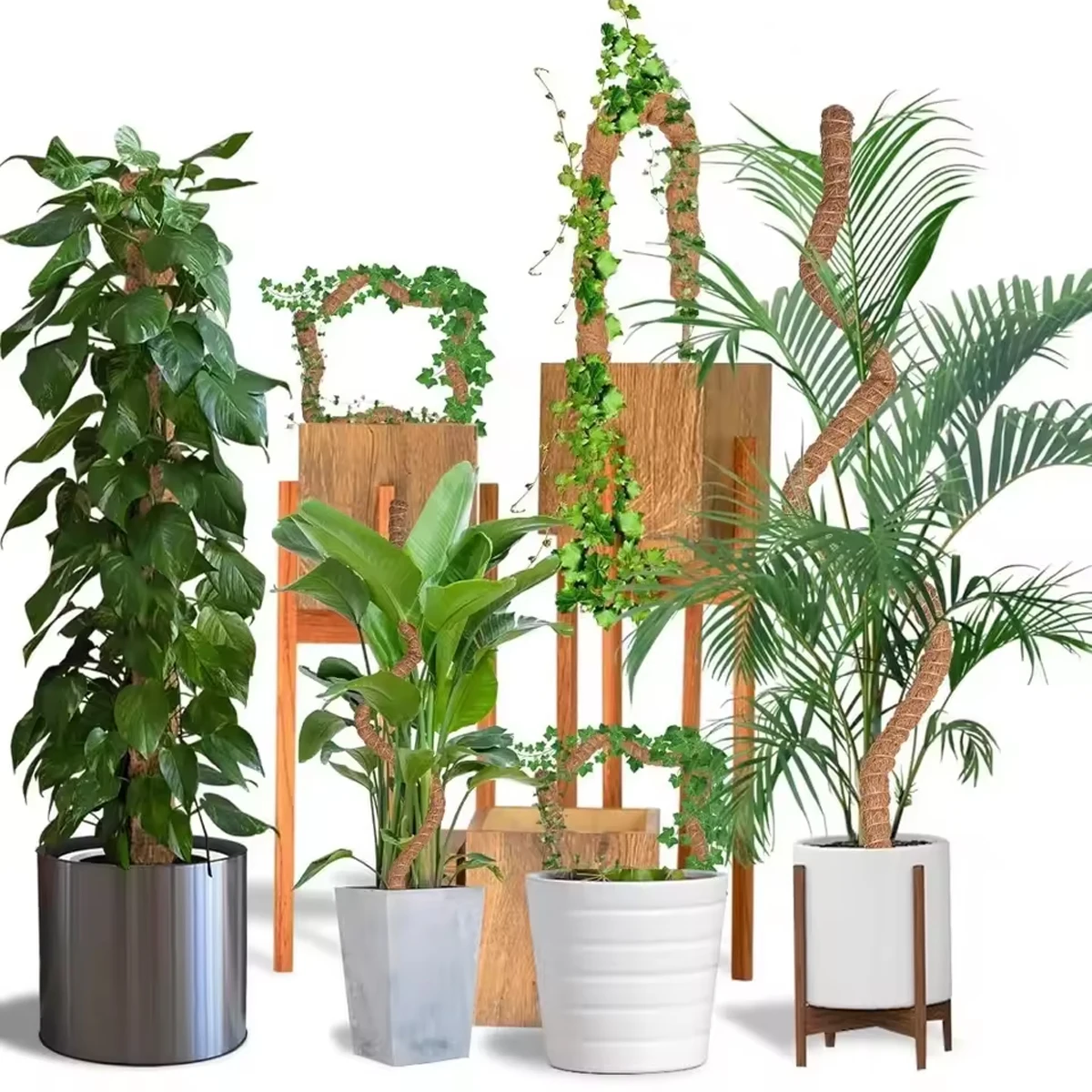 

1/2PCS Plant Moss Coir Pole Bendable Plants Climbing Support Extension Palm Vines Stick Balcony Garden Courtyard Flower Decor