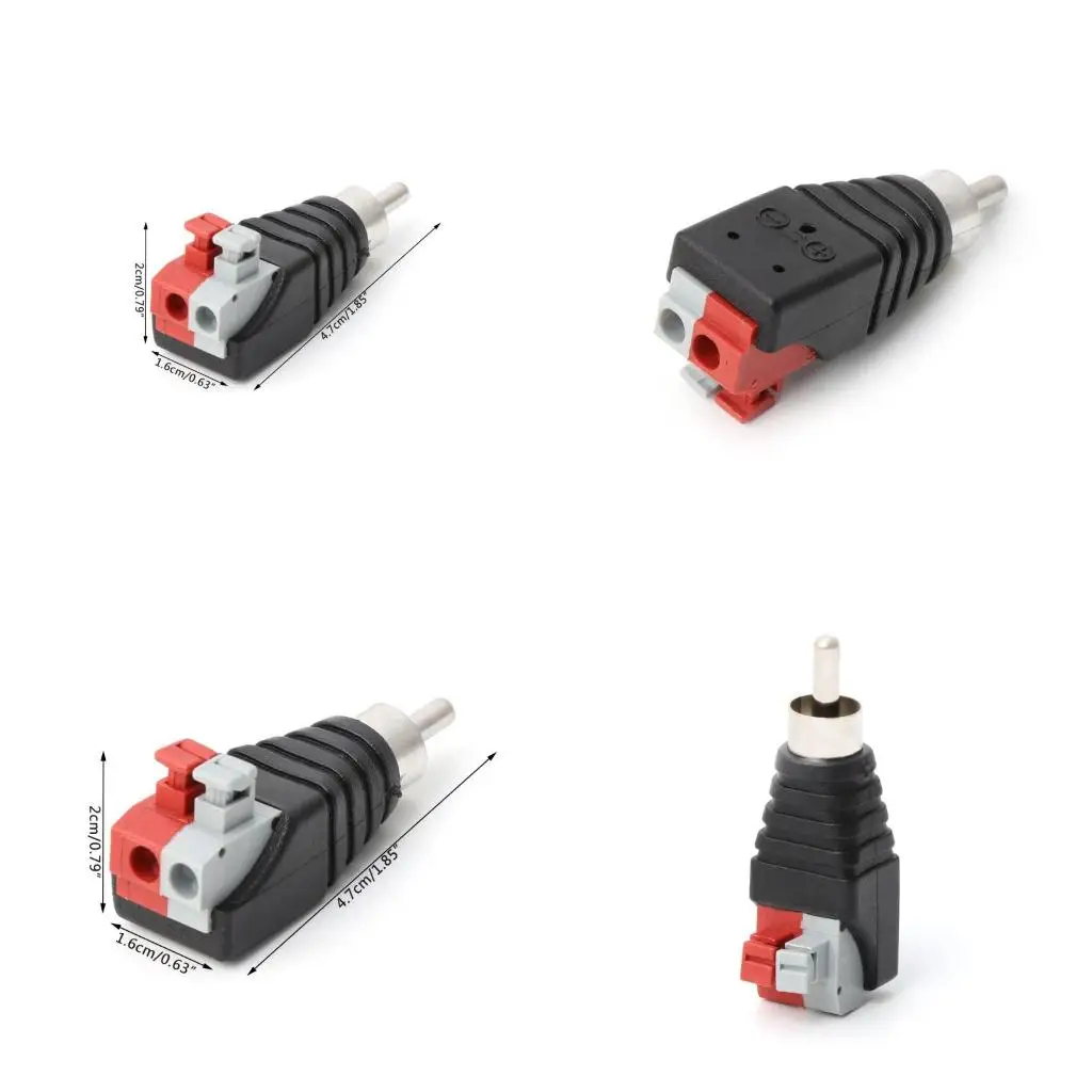 4XFC Speaker Wire A/V Cable to o Male RCA Connector Adapter Press Terminal