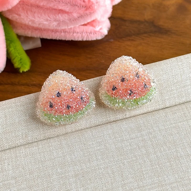 Earrings Resin Jelly Fruit Strawberry Peach Sweet Playful Bright Lightweight Comfortable Summer Party Beach Everyday Versatile