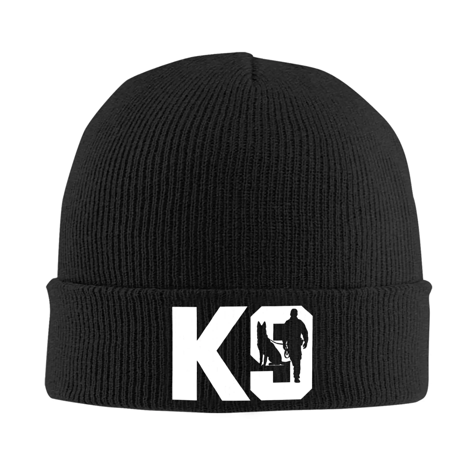 K9-Unit-Malinois-Team Handler Knitted Hat Women's Men's Beanies Autumn Hip Hop Hat Acrylic Tactical Police Dog Squad Casual Cap