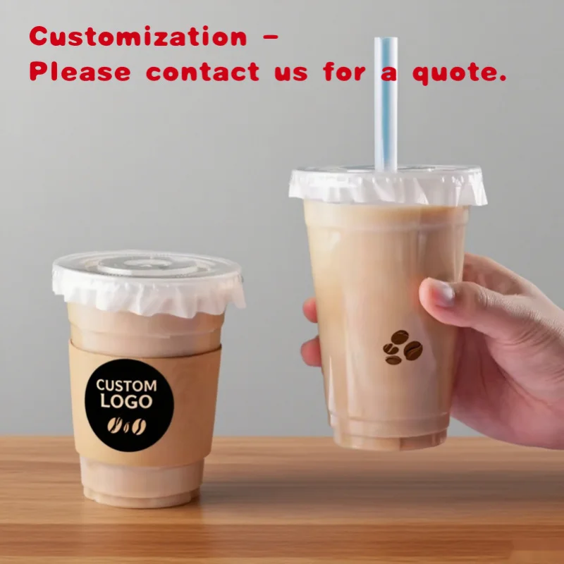 Custom.Customized كوب بلاستك PET القابل للتصرف 98 عيار فنجان القهوة المثلج المشروبات كوب شاي فقاعات مع الأغطية