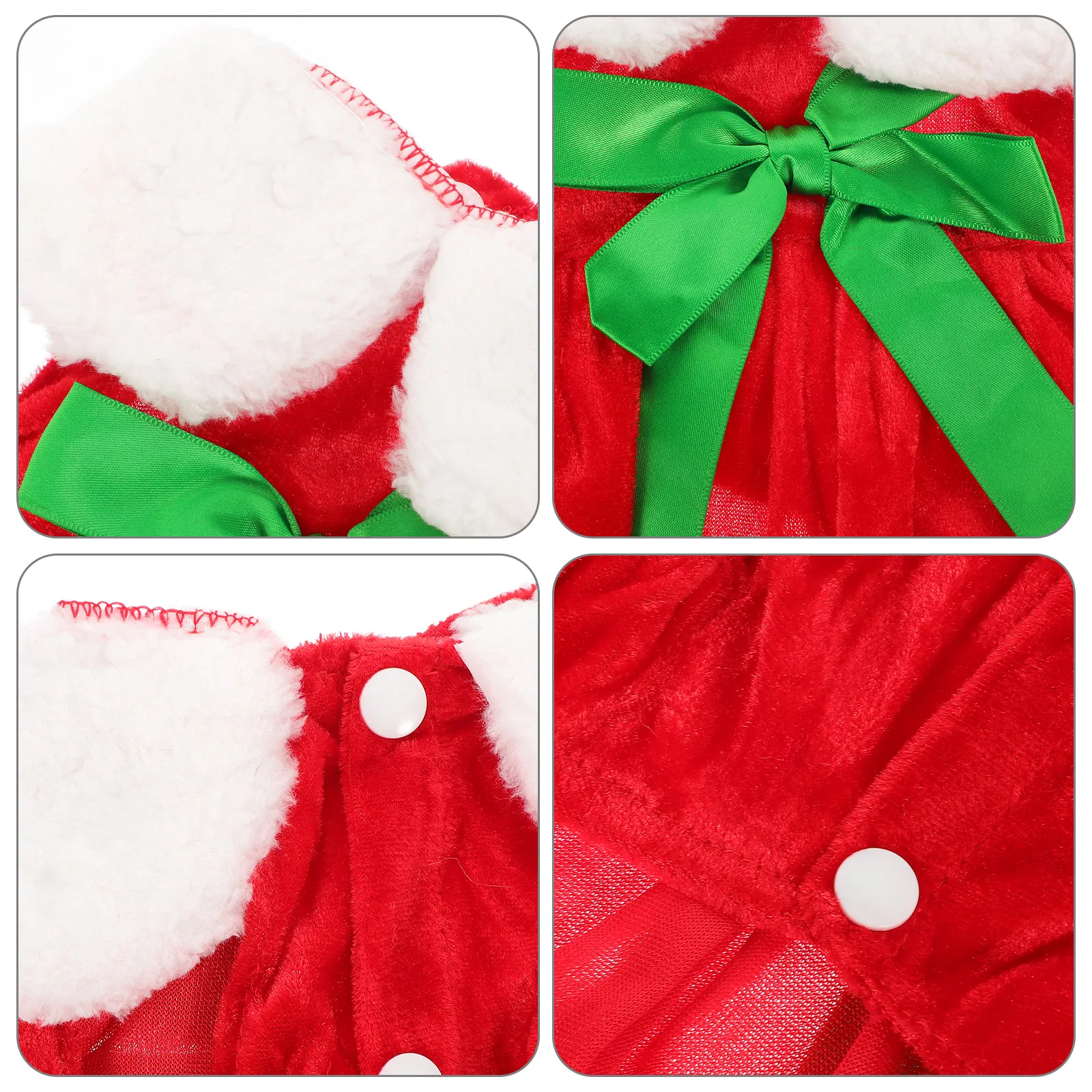 

Santa Bow Dog Dress Christmas Pet Costume Winter Warm Puppy Clothing -Friendly Adorable Dog Apparel Windproof