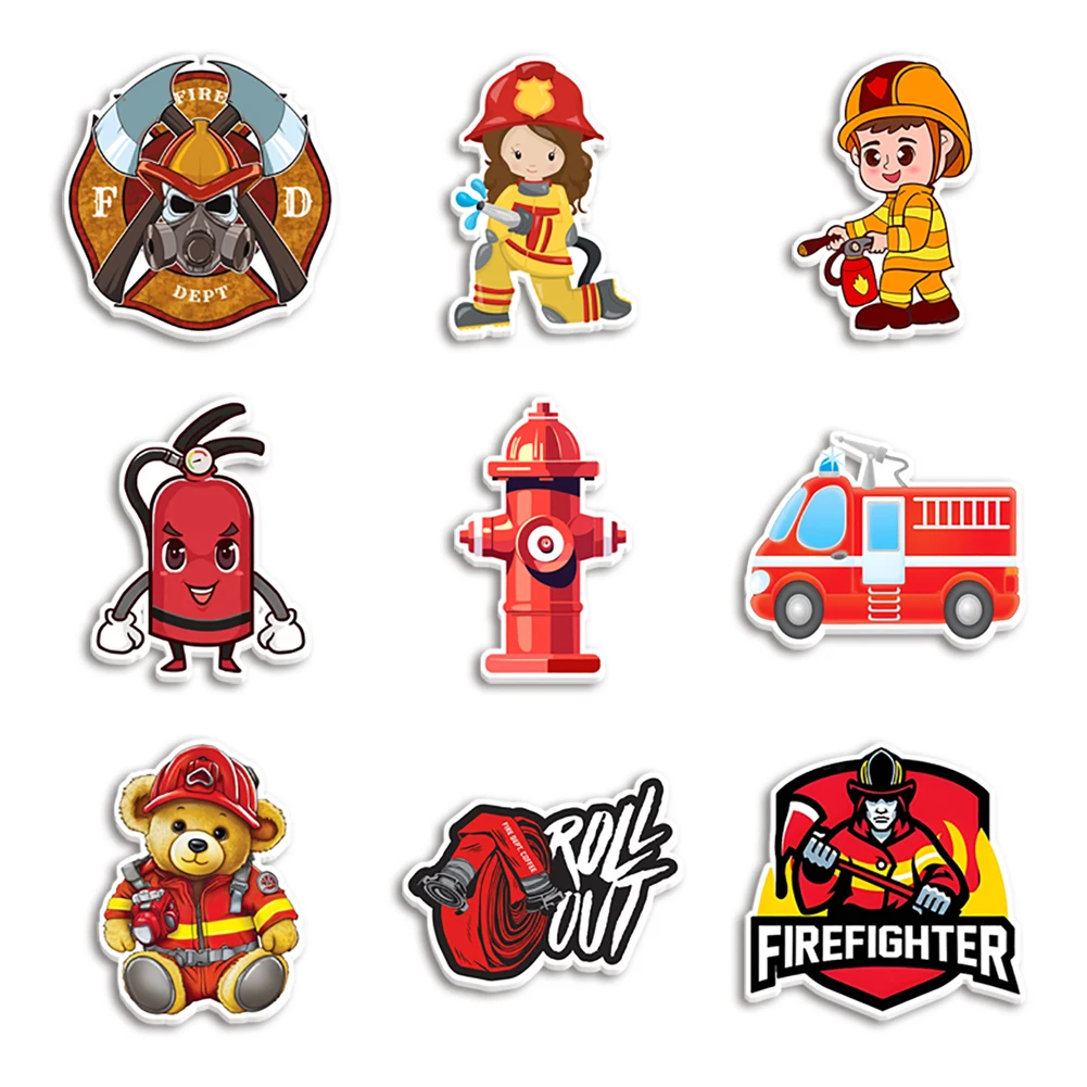 

10 Pcs/Lot Firefighter Rescue Hero Charms Resin White Background Flatback For Keychain Car Decoration Craft Supplies