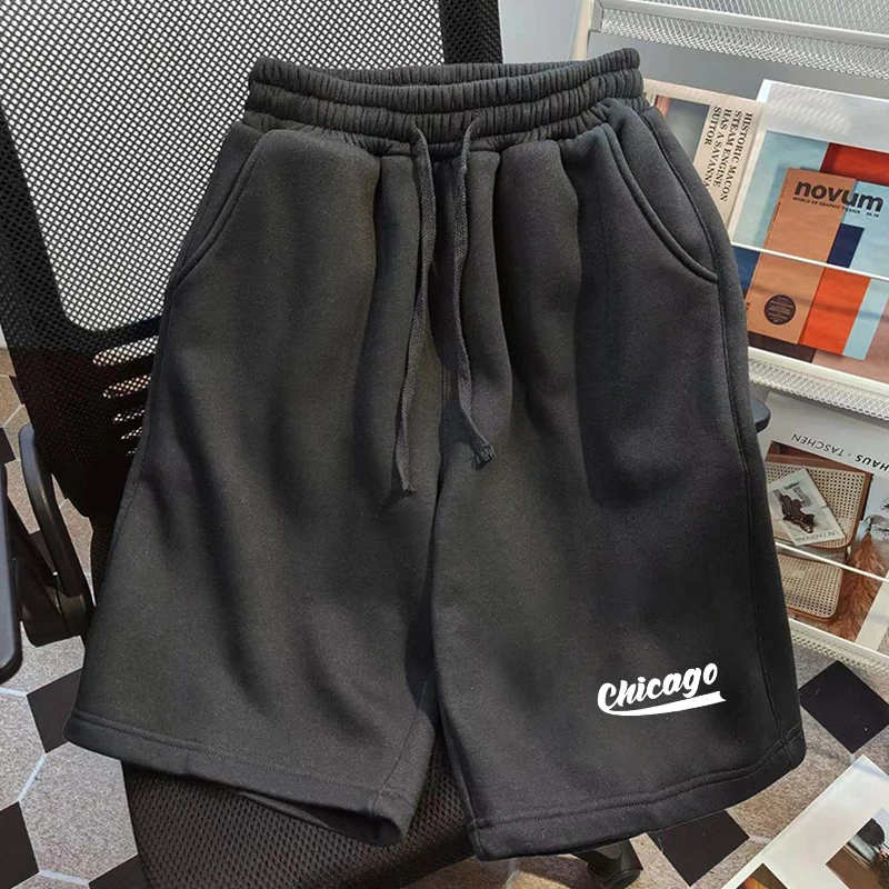 

2025 Men's Summer Cotton Shorts Trendy Printed Sweatpants Couple Simple Printed Medium Pants Casual Fashion Five-point Pants
