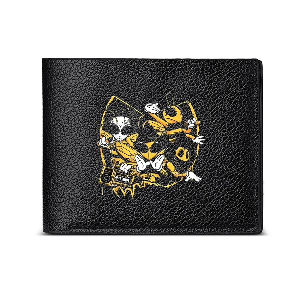 Mickey Mouse And Donald Duck In Dynamic Pose With Boombox And Urban Elements On Black Wallet